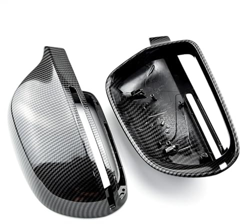 schwarzes Spiegelgehäuse Leuchtend schwarzer, vollständiger Ersatz mit Clips für Autotür-Außenspiegelkappen, Rückspiegelabdeckung für Audi A4 A5 B8 Teile(Carbon Look-B8)