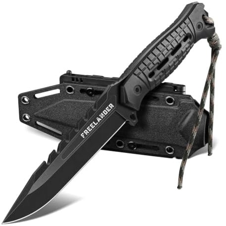 Freelander Outdoor Messer Feststehend mit Kydex Scheide | Full Tang Survival Messer Bushcraft with Rückenkante, Geschenke für Männer Outdoor Camping