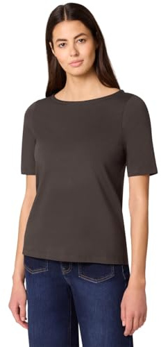 Street One Basic T-Shirt mit U-Boot-Ausschnitt Espresso Brown 40