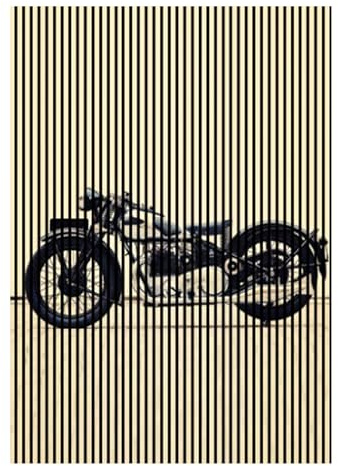 Akustikpaneele mit Digitaldruck Motorrad01 19 x 1693 x 2400 mm Motorrad MDF PET-Fasern Wandpaneele Creme Schwarz 3 Einzelplatten