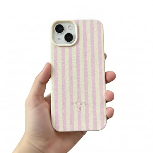 Dayinovate Handyhülle für iPhone 15 Hülle, Aesthetic Gestreifte Striped Sommer Muster Motiv Design Silikon Schutzhülle, Weiche TPU Stoßfest Bumper Case für iPhone 15 6,1 - Rosa Gelb