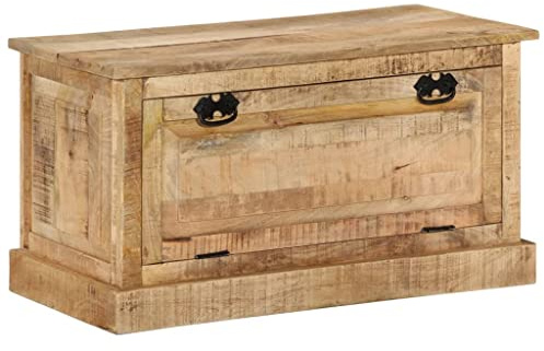Ziaphsol Schuhbank 85x40x45 cm Massivholz Mango mit 2 Innenfächern, Flurbank Sitzbank zum Ausziehen, Aufbewahrung für Schuhe, ohne Montage