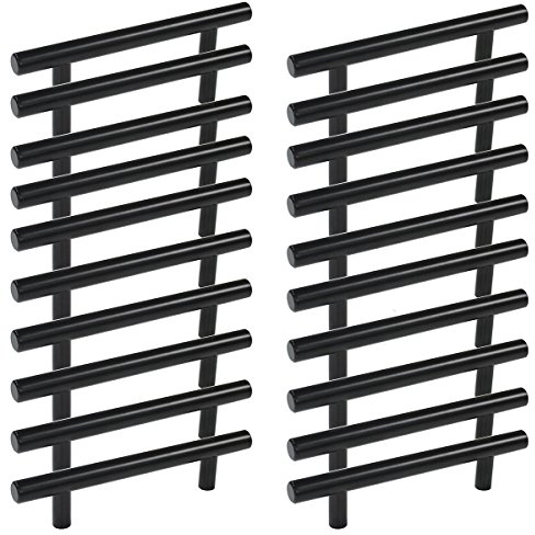 MARGUERASW 20pcs Poignee Meuble noir Poignée de Meuble Cuisine noir T Poignées Placard Tiroir Noir Entraxe 160mm