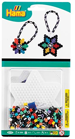 Hama Perlen 4177 Kleines Set Stern mit ca. 350 bunten Midi Bügelperlen mit Durchmesser 10 mm, Stiftplatte Stern, inkl. Bügelpapier, kreativer Bastelspaß für Groß und Klein