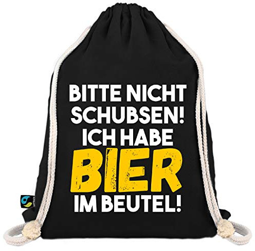 Festival Turnbeutel mit Spruch Bitte Nicht schubsen - Ich Habe Bier im Beutel - Sportbeutel/Gym Bag