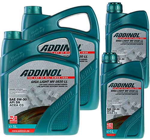 12Liter ADDINOL GIGA LIGHT MV 0530 LL Motoröl 5W-30 Longlife-04 504 00