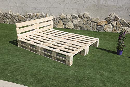 Cama BALINESA con CABECERO PALETS NUEVOS 2m X 1,40m Natural