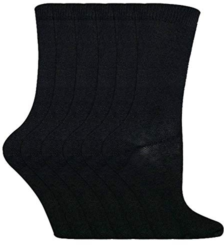 Sock Snob - 6 Pairs Kids Boys Girls Unisex Mid Calf Solid Color Casual Cotton Dress Socks