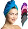 Fit-Flip Haarturban Mikrofaser - 2 Stück Haarhandtuch mit Knopf - schnelltrocknend und saugstark - Microfaser Kopf Turban - Haar Handtuch (blau-grün)
