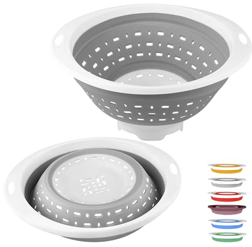 QiMH Collapsible Colander and Strainer, 5 Quart(1.25 gal), Heavey Duty Kitchen Drainer Basket for Pasta, Veggies and Fruits, New Home Apartment Essentials