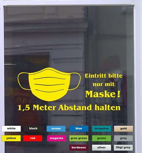 Bitte Maske tragen Aufkleber Mundschutz Corona Abstand halten Fenster Geschäft Rot