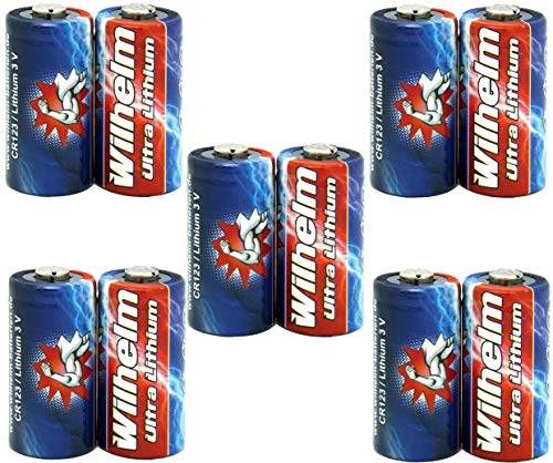 10 x CR123 WILHELM 3V Lithiumbatterie CR123A 123 CR DL123 CR17345 Fotobatterie Photo