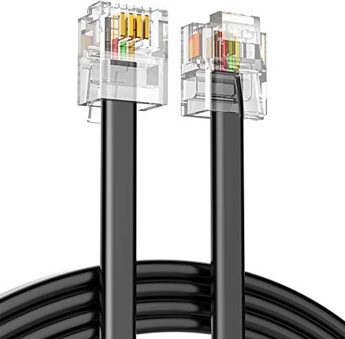 Ancable RJ11 Cavo telefonico ADSL 1M, 6P4C Spina telefonica ad alta velocità Internet banda larga maschio a maschio Router e modem a RJ11 Phone Flat Cable per modem fisso accessorio nero