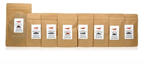 GARNELEN4YOU® FeedLine Samples | Probeset Premium Garnelenfutter | 8 pflanzliche Einzelfuttermittel | nachhaltige Verpackung | Made in Germany | Garnelen, Krebse und Schnecken