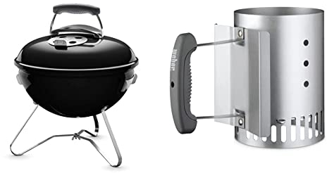 Weber Smokey Joe Barbacoa de Carbón, 37 cm, Negro 1111004 + 7447 - Chimenea de encendido compacta Rapidfire