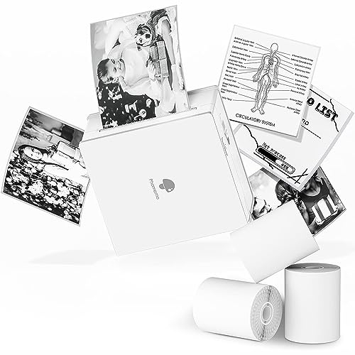 M02 - Kit de Impresora portátil con 3 Rollos de Papel incluidos, Impresora térmica de Bolsillo Bluetooth, Impresora fotográfica instantánea Compatible con Android, iPhone y iPad,Blanco