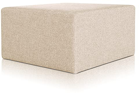 Deshome Pouf hocker Fußstütze 83x83x44 cm Wasserabweisender Stoff: Modernes Design Pouf für Sofa Wohnzimmer Schlafzimmer, Puff hocker, Pouffe Minerva Beige