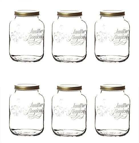 6X 3 Liter Bormioli Quattro Stagioni Vorratsgläser - 22x14 cm - Gläser mit Deckel, Schraubverschluss - Schraubgläser 3000 ml - Aufbewahrungsglas, Vorratsdose, Sprossenglas