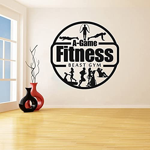 NSRJDSYT Gym Fitness Center Sign Calcomanías de Pared Gimnasio Entrenamiento Chica Motivación Logo Arte Vinilo Pegatinas Dormitorio Decoración Sala de Estar 71x71cm