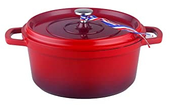 KAMBERG - 0008189 - Cocotte Ø 28 cm Ronde Rouge Flammée - Fonte d'aluminium - Revêtement pierre - Tous feux dont induction - Sans PFOA