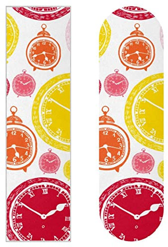 Birght Farbe Gelb Rosa Uhr Muster 2 Stück Skateboard Griffband Bogen Schleifpapier Longboard Aufkleber Roller Deck Sandpapier
