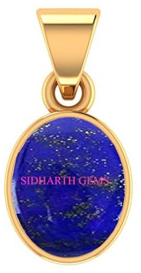 AKSHITA GEMS 14,00 Ratti / 13,00 Karat Lapislazuli vergoldeter Anhänger/Medaillon zertifiziert natürlich lose Lajwart für Damen und Herren, free size, Vergoldeter Anhänger, Lapislazuli