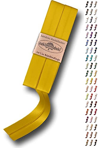 Sandras-Bastelladen Schrägband/Einfassband Satin gefalzt 2m x 20mm 645-Sonnengelb