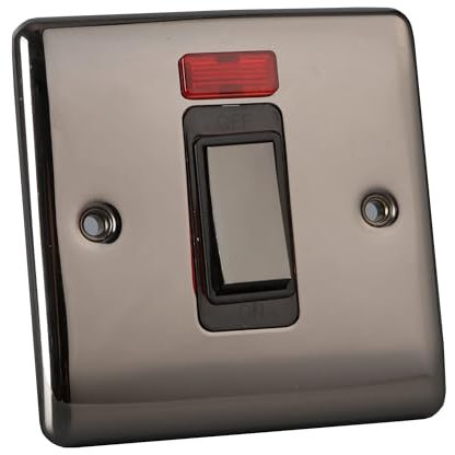 Caradok 1 Gang Cooker Control Unit Switched with Power Indicator - Black Nickel