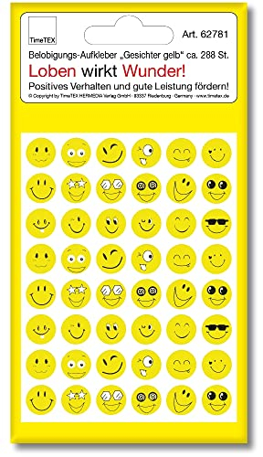 TimeTEX Belobigungs-Aufkleber Gesicht gelb - 288 Stück - 62781