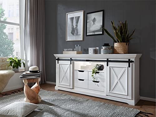 Sideboard II WZ-0548 Wildeiche massiv gewachst Schwarze Metallelemente Maße BxHxT ca.: 188x88x40 cm