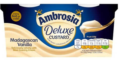 Ambrosia Deluxe Custard Madagascan Vanilla, 2 x 120g