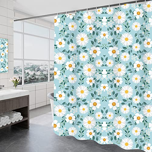 GONOVE Shower Curtain 220 x 200cm Mildew Resistant Waterproof Thicken Polyester Fabric Flowers Bathroom Shower Curtain Liner Long Washable Bath Curtain with Hooks, Weighted Hem