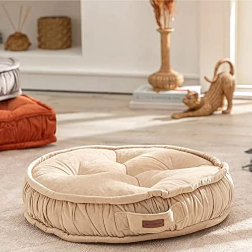 ENGLISH HOME Bodenkissen Rund, Groß Sitzkissen Boden, Dekorative Maschinenwaschbar Sitzerhöhung, Weich Dicker Stuhlkissen, Meditationskissen, Yogakissen, Haustierbett, 57x14 cm, Beige