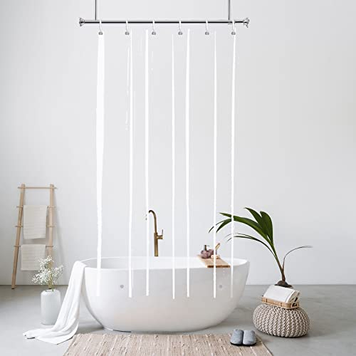 YISURE Schmal Duschvorhang Transparent 100x200 PEVA, Plastik Klar Wasserdicht Waschbar Badvorhang für Badezimmer mit Magnetischem Saum, Breite 100 x Höhe 200cm