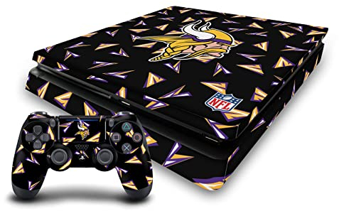 Head Case Designs Offizielle NFL Geometrisches Muster Minnesota Vikings Vinyl Haut Gaming Aufkleber Abziehbild Abdeckung kompatibel mit Sony PlayStation 4 PS4 Slim Console and DualShock 4 Controller