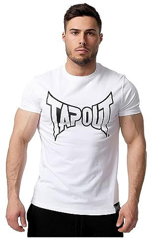 Tapout Herren T-Shirt Normale Passform Lifestyle Basic Tee White/Black S, 940005