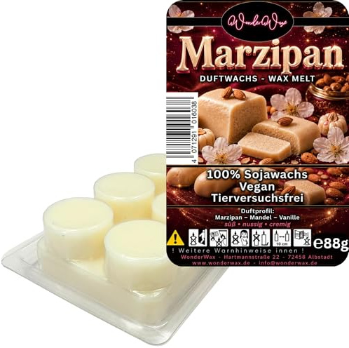 WonderWax® Duftriegel 6 x Duftwachs Kreise Weiß Marzipan | Farbe: Weiß | Raumduft für Duftlampen, Wax Melt, Sojawachs, Indoor Duftöl Wachs schmelzen für Aromalampe