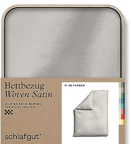 schlafgut Woven Satin Bettwäsche 135x200cm Bettdecke Bezug einzeln, Sand Light Uni in Hotelqualität mit 100% Baumwolle