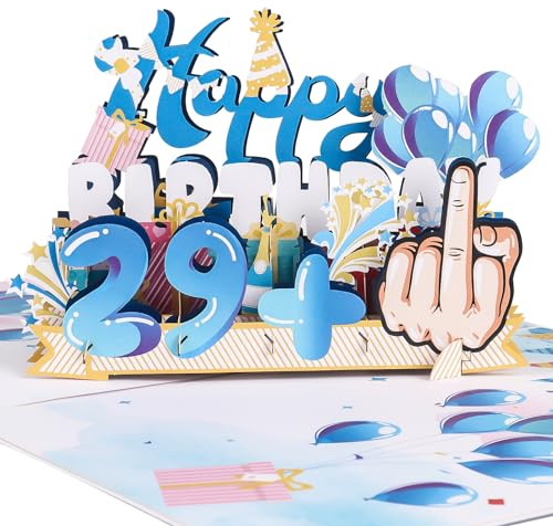 Geburtstagskarte zum 30. Pop Up Grußkarten, Lustige Geburtstagskarte, 29 + 1, Geburtstagskarten mit Umschlag für Frauen Männer, Personalisierte Geschenke