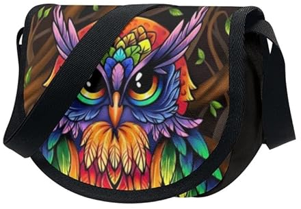 Kuiaobaty Mädchen Crossbody Messenger Bags Cute Meerschweinchen Crossbody Bag Anti Diebstahl Neuheit Hamburger Print Knödel Taschen, Eulen-Motiv