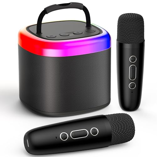 JYX Karaoke Machine for Kids Adults, mini altavoz Bluetooth con micrófonos, altavoz de karaoke para fiesta en casa, regalo para brithday, Navidad, juguete para niñas y niños