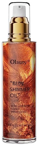 TITIMORE Körper Highlighter Öl Body Luminizer Schimmeröl Flüssig Glitzer Creme Body Glitter Oil Highlighter Flüssiger Körper Glow Schimmer Makeup für Gesicht Körper Bein 80ml(#03-Bronzegoldenes)