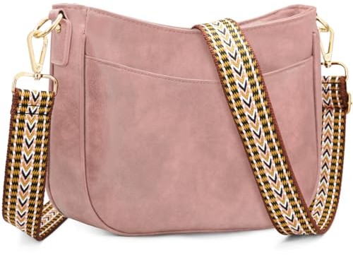 YERUUE Grand Sac Bandoulière Femme, Sac a main Femmes Bandoulieres Sac Bandoulière Femme Cuir PU avec Bretelles Réglables et Amovibles Sac Besace Femme Bandouliere pour Loisirs Travail (Rose)