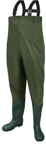 Daromigo Wathose Herren Wasserdicht, Anglerhose Herren 70D PVC Material mit Stiefel, Strapazierfähige Wathose Neopren für Angeln, Wassersport und Outdoor-Abenteuer, Größe(46/47XXL)