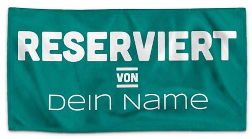 PR Print Royal Personalisiertes Handtuch mit Spruch - Reserviert von - mit Name Bedrucken, Badetuch selbst gestalten, Persönliches Fotogeschenk für Familie, Freunde, 140 x 70 cm