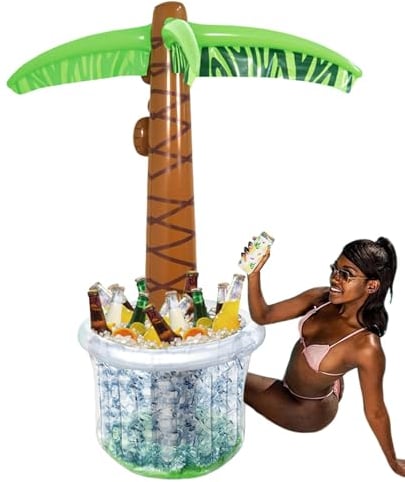 Inflatable Palm Tree Cooler, Palm Tree Cooler, Inflatable Drink Coolers, Tropical Palm Tree Drinks Cooler Hawaiian Decorations,Inflatable Ice Bucket Accessories for Pool, Backyard, Beach