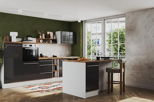 respekta Küche Inselküche Induktion Kochfeldabzug Backdraft Grau Gabriel 320