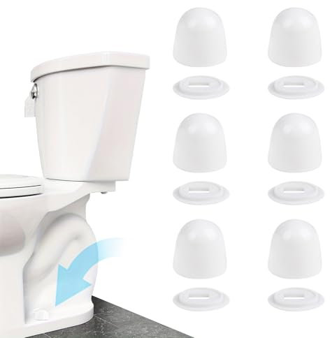 XINCHENG 6 Pair Toilet Bolt Caps, Toilet Screw Cover Caps, Plastic Round Push On Toilet Bowl Covers, Toilet Seat Floor Caps for Toilet Bowl Screws, Screw Head Covers White