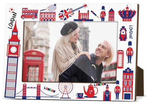 London Souvenir Gifts Bilderrahmen für Schreibtisch, Holz-Bilderrahmen, 10 x 15 cm, für Urlaub, Flitterwochen, Geschenke für Paare, Brautpaare, Fotogeschenk für internationale Reisende – M780