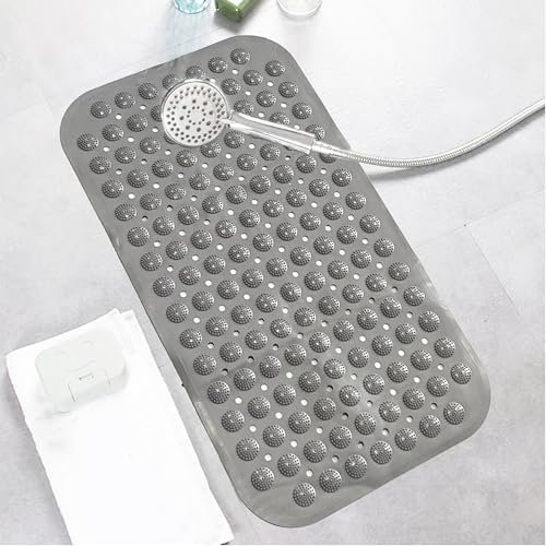 HanYun Badewannenmatte rutschfest, 63 * 35cm Lange Antirutschmatte Badewanne, Antirutschmatte für Badewanne - schimmelresistent & maschinenwaschbar - Badematte rutschfest Grau
